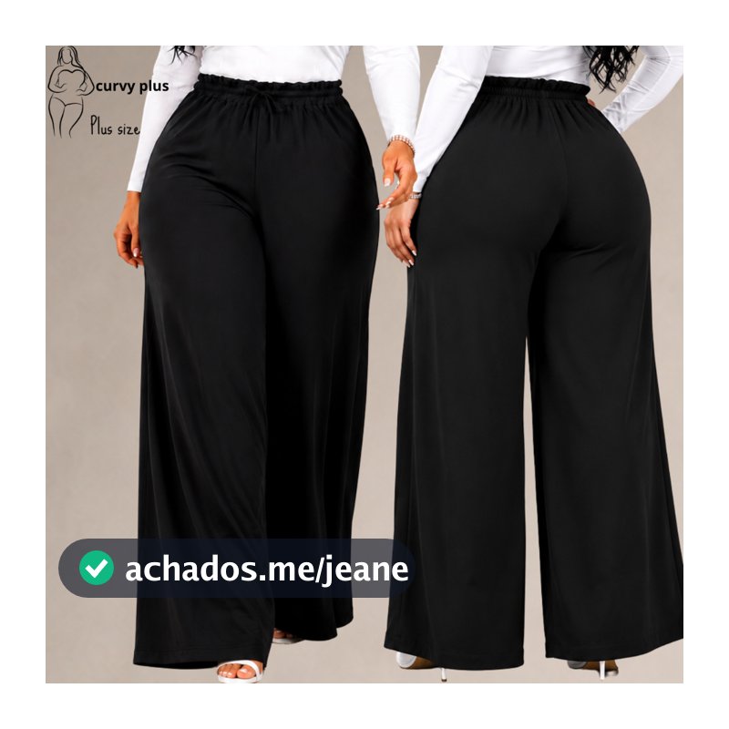 Calça Wide Leg Feminina Plus Size Calça Pantalona Feminina Calça Boca de Sino Pantalona Feminina Plus Size