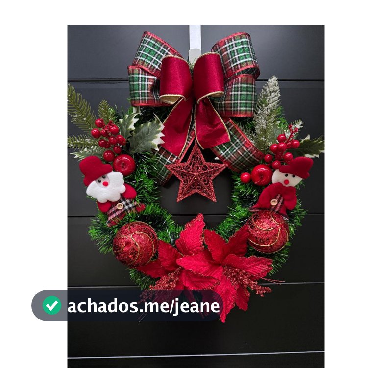 Guirlanda de natal papai noel decoração natalina 40cm