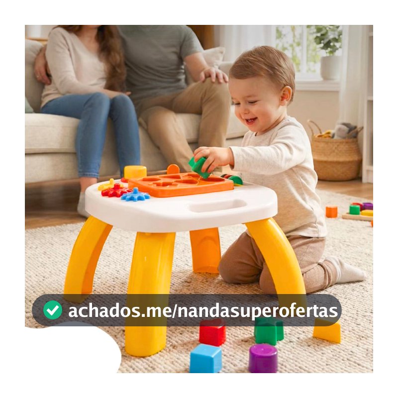 Mesa Mesinha Didática Sensorial de Aprendizado Infantil Kendy - Desenvolvimento Para Coordenação Motora Bebês Crianças