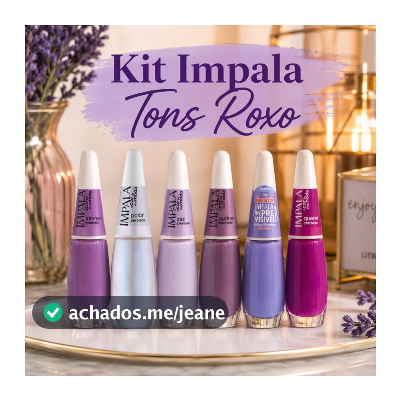 Kit Esmaltes Impala Tons Roxo Perolado Muda de Cor Duo Color Imprevisivel Manicure
