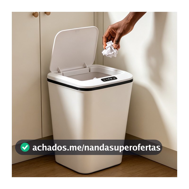 Lixeira com Sensor Automático 16L Recarregável Abertura Inteligente para Cozinha Banheiro Quarto Escritório
