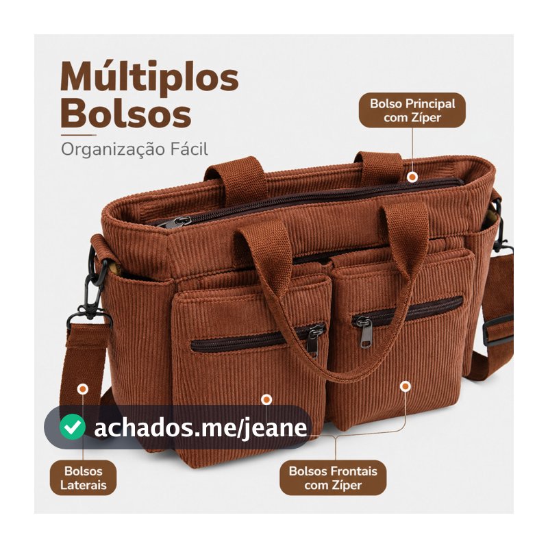Bolsa Tote Canelada Casual Feminina Grande Capacidade Transversal 4 Cores