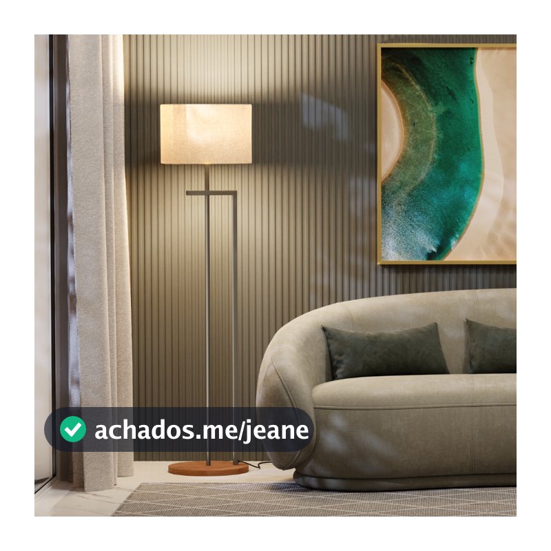 Luminária Indústrial De Chão Salone Champanhe Com Cúpula Palha Unidecor