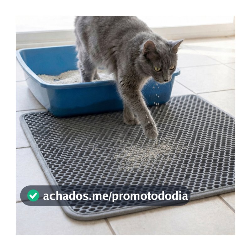 Tapete Higiênico M - G - GG Coletor De Areia Para Gato Preto e Cinza