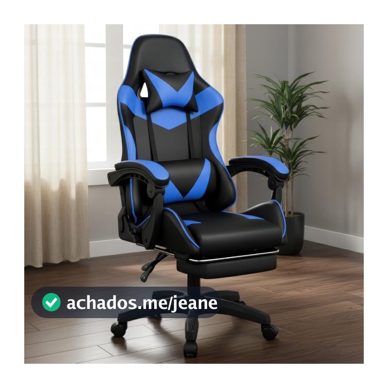 Cadeira Pc Gamer Giratória Ergonimica Em Couro Com Descanso Para os Pés Conforto