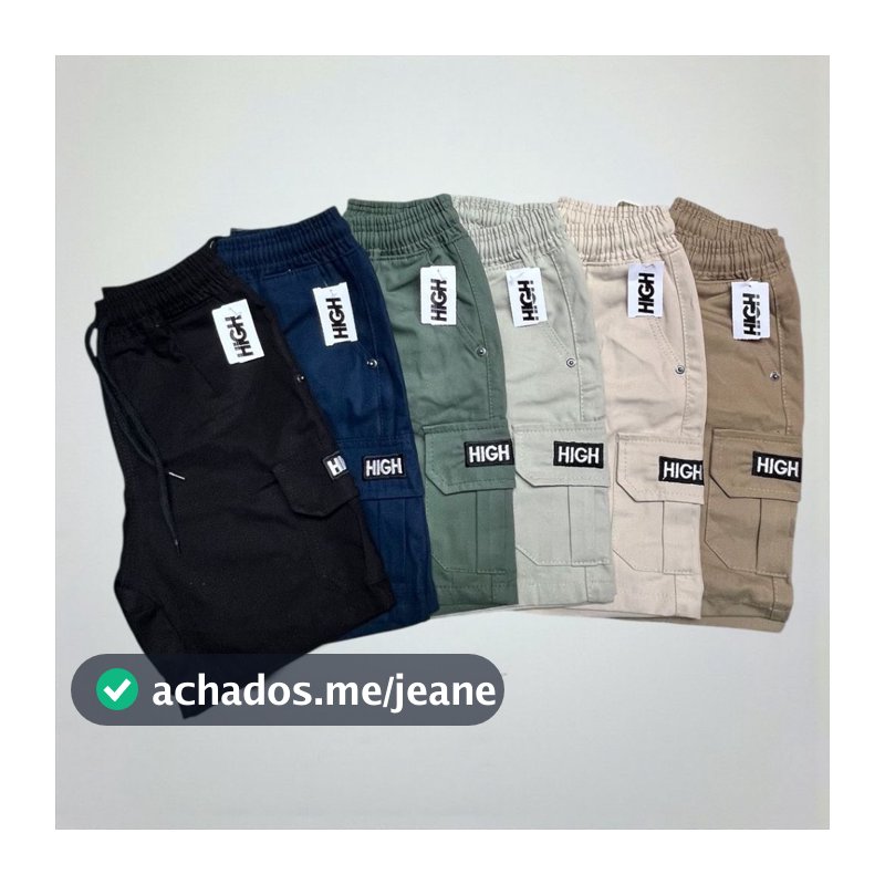 Bermuda Cargo Infantil Menino Skatista Bolsos Laterais 2 ao 16 Short Confortável Casual Algodão
