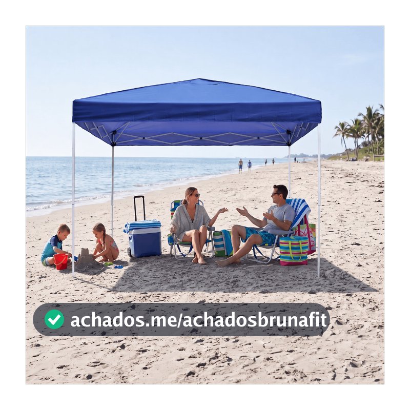 Tenda Gazebo Sanfonada 3x3 Dobrável Reforçada Impermeável Para Camping Eventos Feira Praia Com Bolsa Transporte Azul