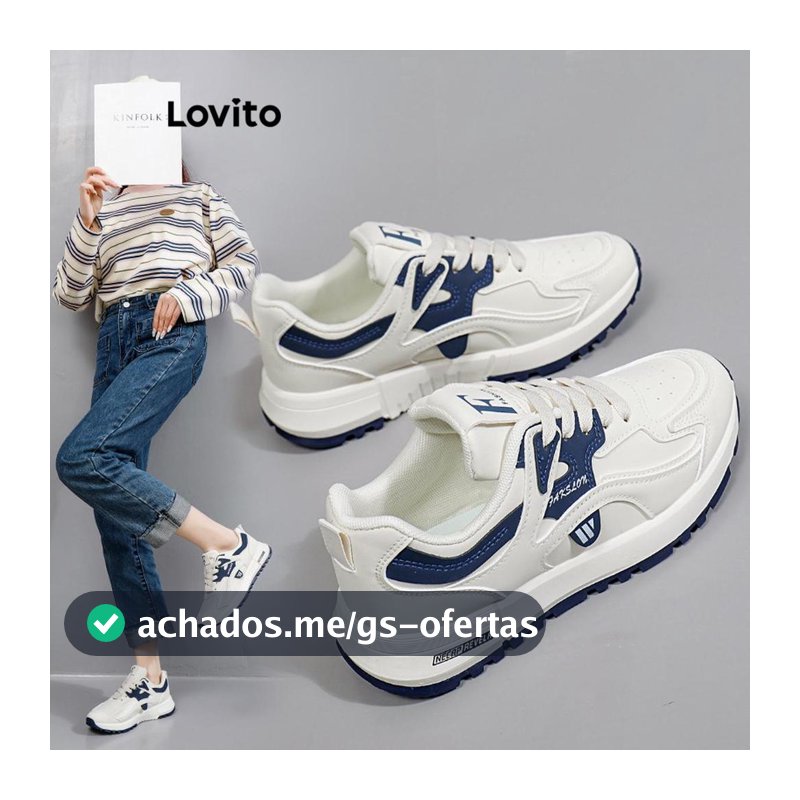 Lovito Branco Tênis Casuais Esportivos Lisos E Confortáveis para Pickleball Estilo Coreano Para Uso Diário E Atividades Ao Ar Livre Para Mulheres LFA45159
