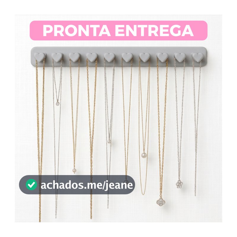 Organizador de Joias Porta Bijuterias Coração Pendurar Parede Suporte Colares e Pulseiras Gancho