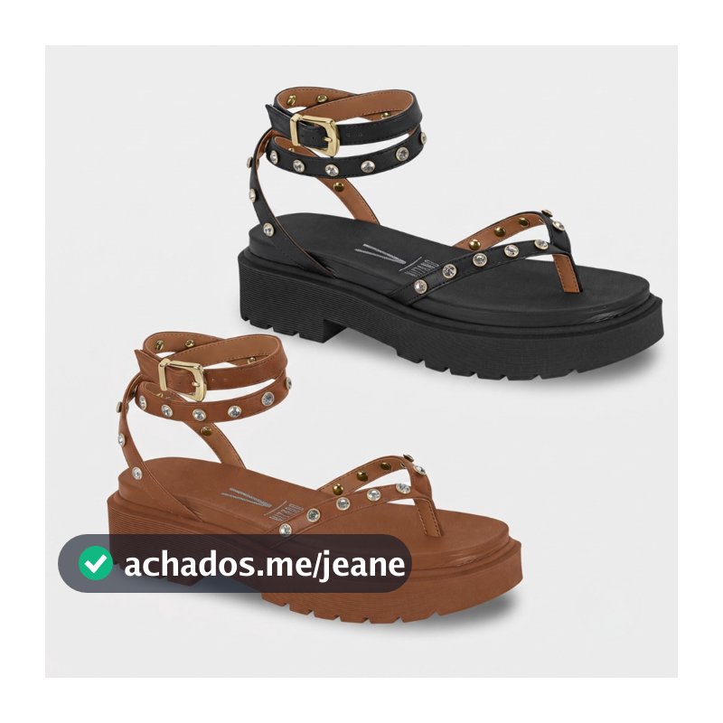 Sandália Feminina Vizzano Flatform Tratorada Strass Original