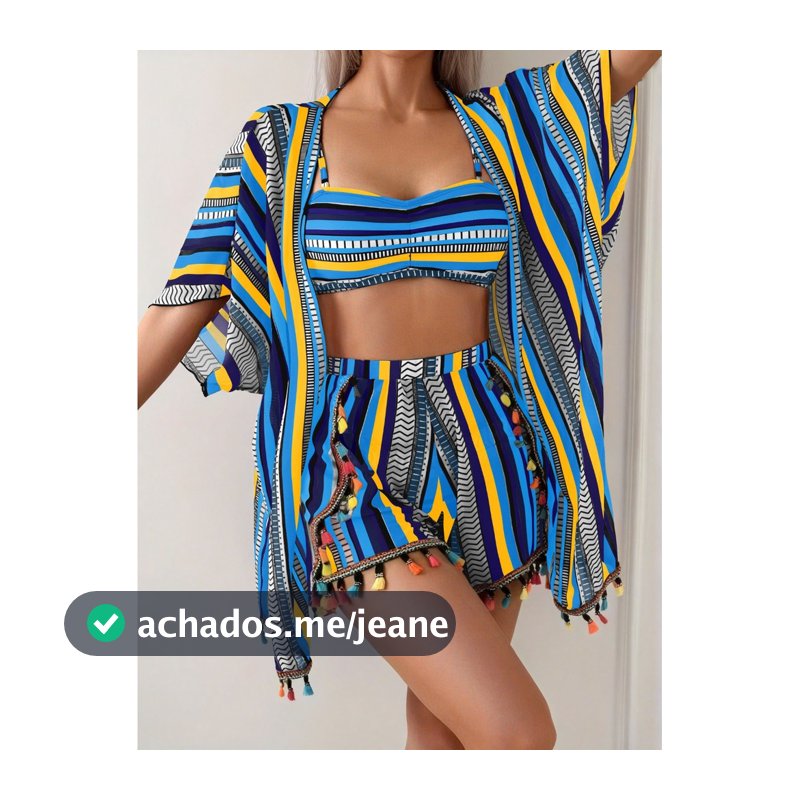 Maiô feminino protetor solar blusa com franjas biquíni conjunto de maiô de quatro peças