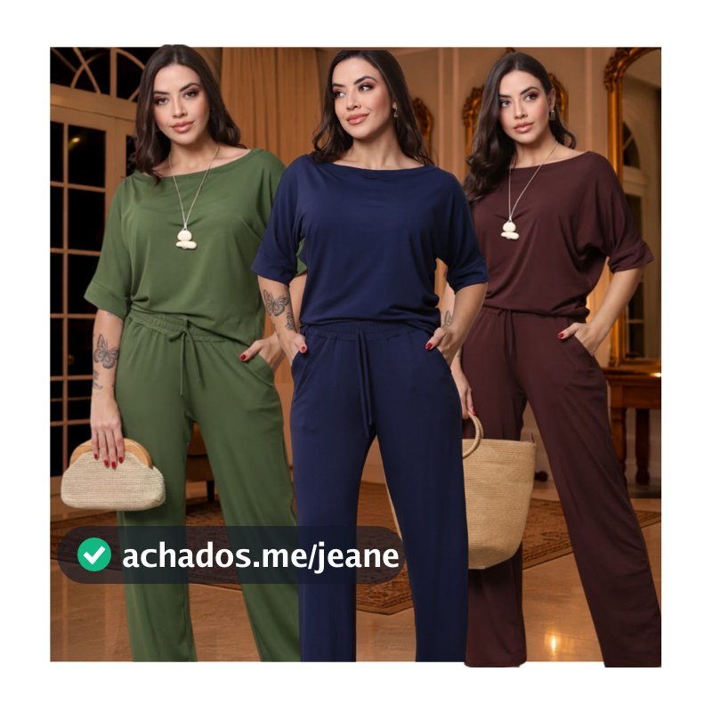 🌸 Conjunto Feminino Maravilhoso em Viscolycra Calça Pantalona Blusa Soltinha Moda Feminina