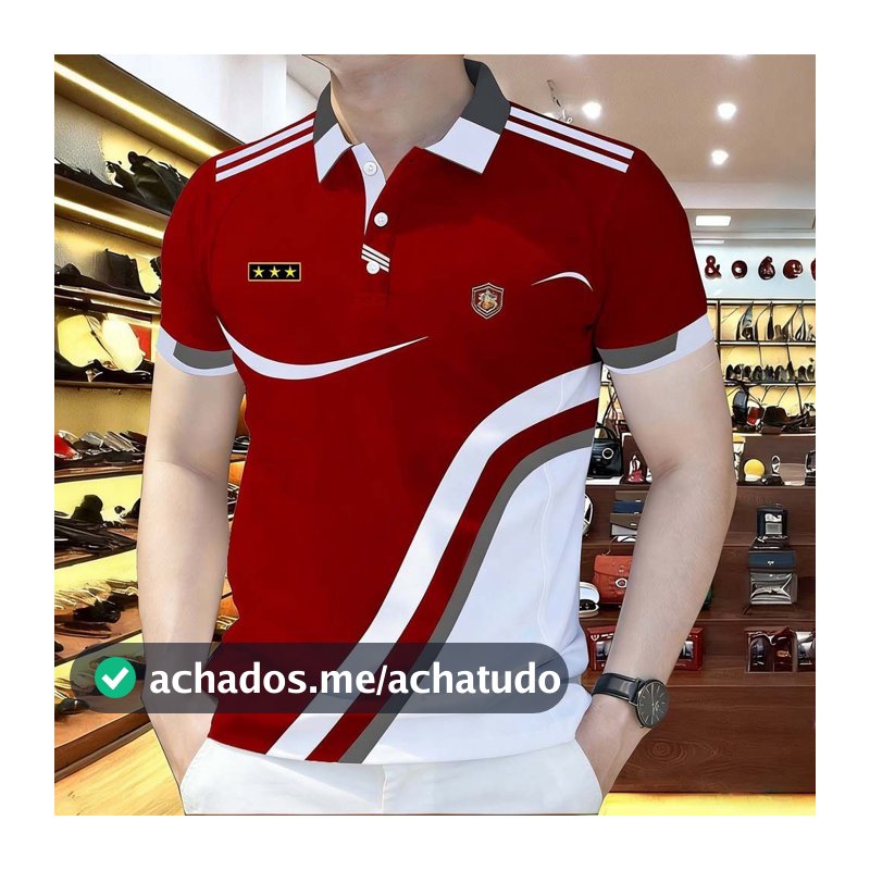 Camisa polo Listrada Masculina , Roupas Casuais De Manga Curta Da Moda , Camiseta Com Estampa Geométrica Solta Estilo Nú