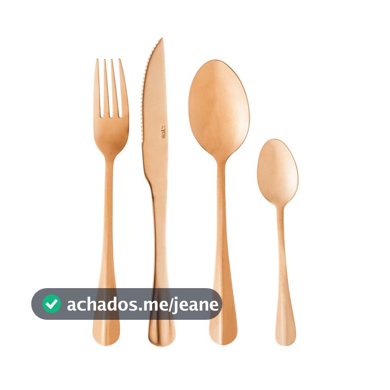 Faqueiro Lyor Positano 24 Peças Aço Inox Rose Jogo de Talheres Completo Garfos Facas Colheres Mesa Posta Jantar Presente