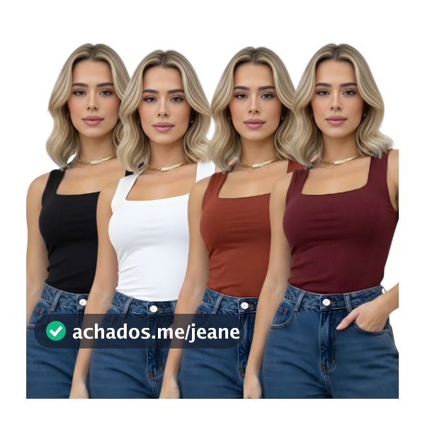 Kit 4 Regatas Feminina Decote Quadrado Suplex Lisa Elegante Tendencia Verao Blogueira Fashion