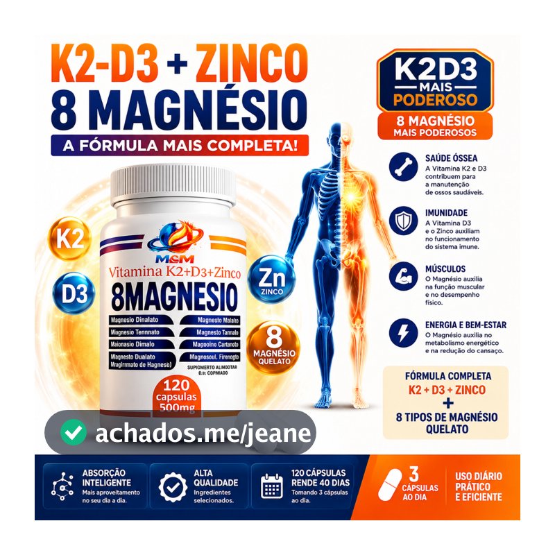 VITAMINA k2 D3 ZINCO + 8 MAGNESIO DIMALATO QUELATO  BISGLICINATO CITRATO L-TREONATO
