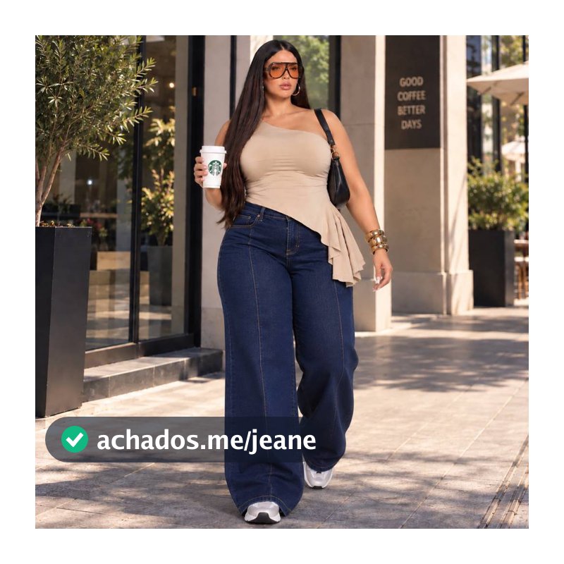 Wide leg jeans plus size lavagem escura com elastano