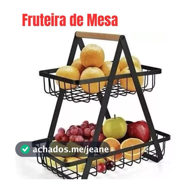 Fruteira Aramada Reforçada De Mesa Resistente Preta ou Branca