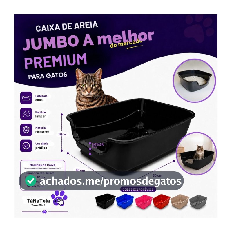 Caixa de Areia Jumbo para Gatos Bordas Altas Big Premium