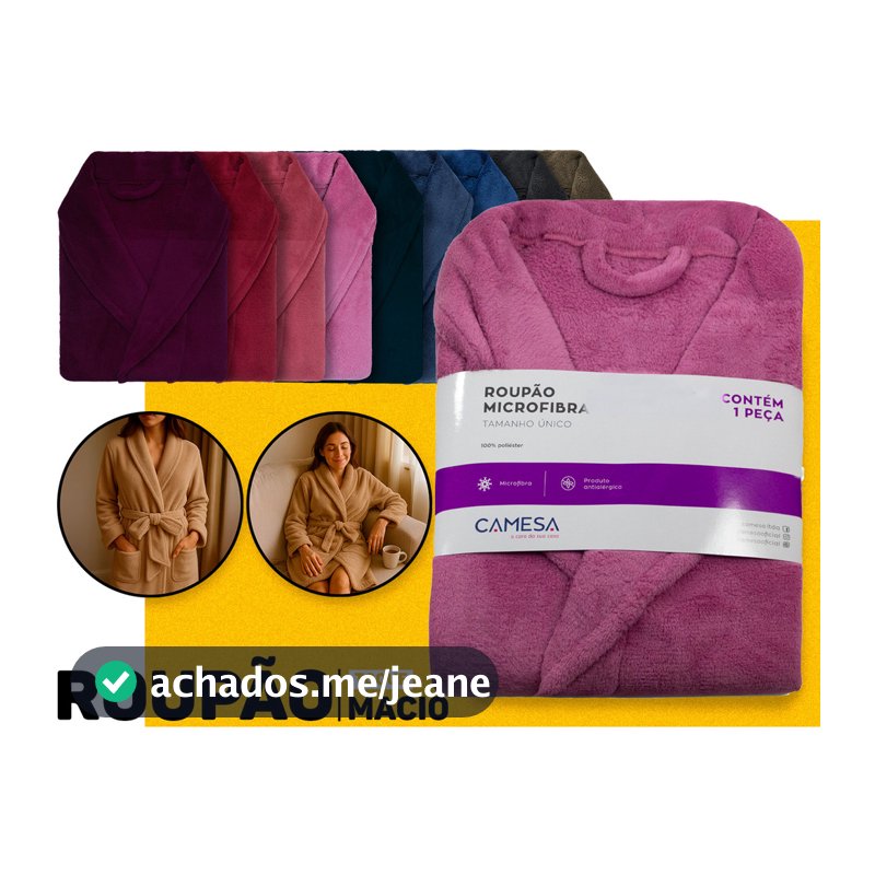 Roupão Microfibra Camesa Frio Inverno Quentinho Banho Adulto Feminino Masculino C/ Bolso e Cinto