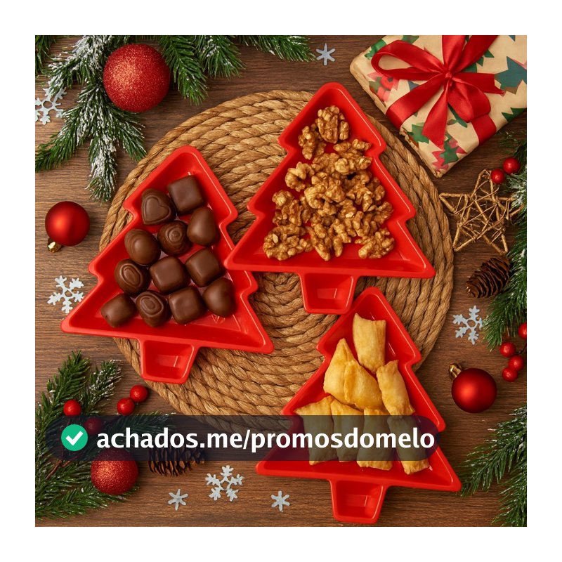 Kit Prato De Natal Árvore 20cm Com 3 Decorativo Vermelho/Verde