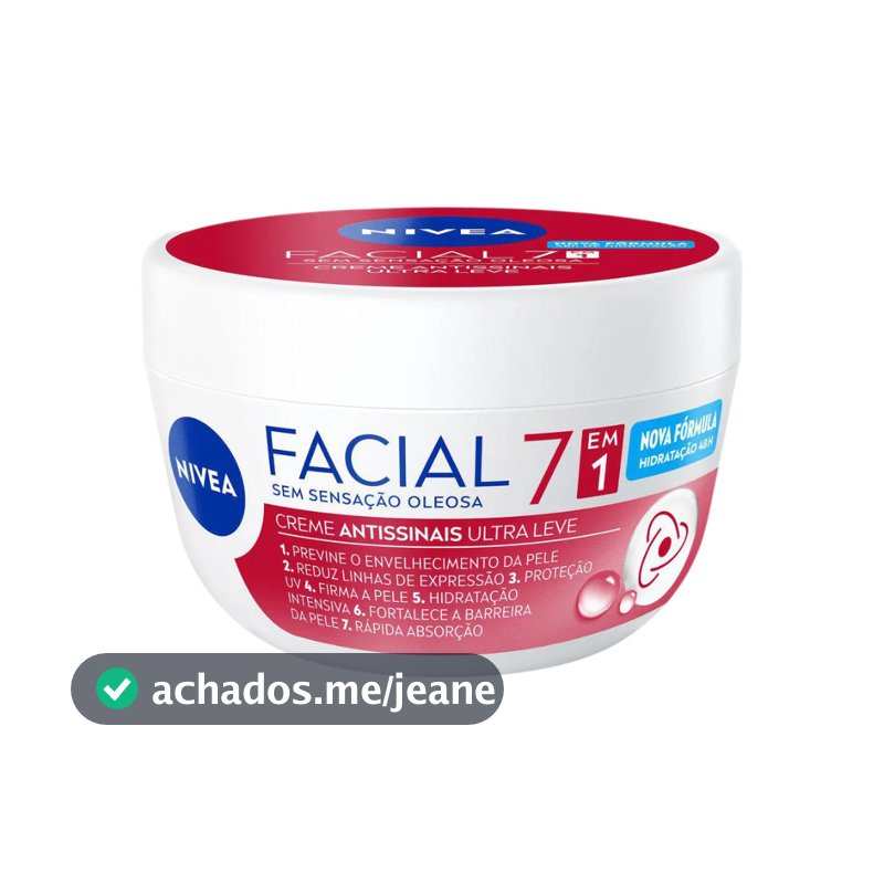 Creme Facial NIVEA 7 em 1 Antissinais 100g – Hidrata, Firma, Protege e Rejuvenesce a Pele