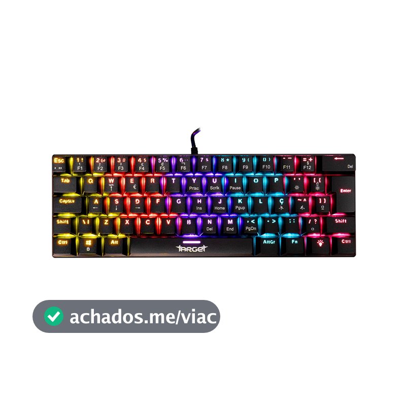 Teclado Mecanico TGT Sherman V3 C1, Rainbow, ABNT2, Switch Marrom, Preto, TGT-SHRC-BR01
