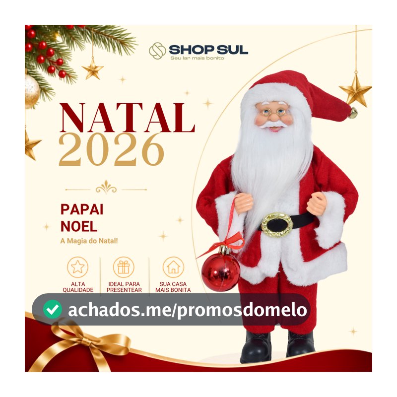 Papai Noel Decorativo em Tecido 30cm Decoração de Natal Shopsul