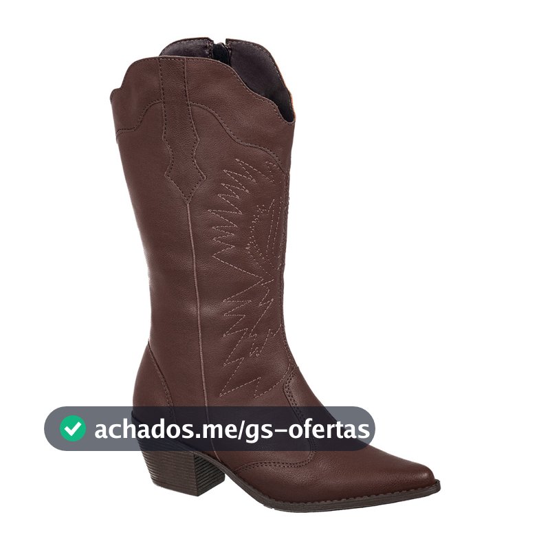 Bota Texana GiGiL Feminina Cano Alto Salto Médio Western Bordada