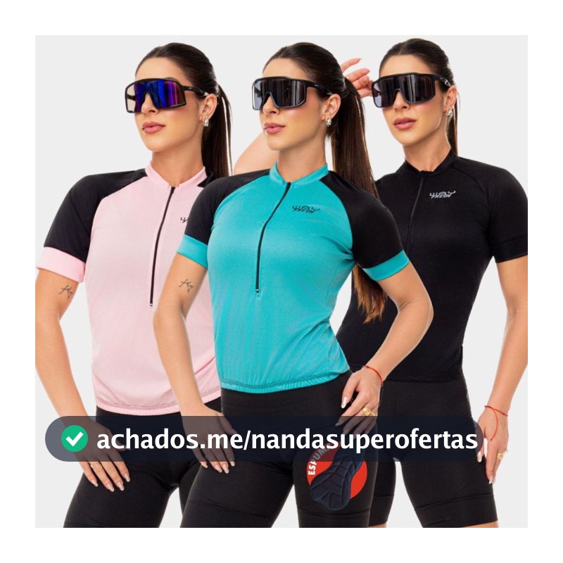 Conjunto Ciclismo Kit Camisa Way Fresh e Bermuda Espuma Camiseta e Short Feminino Roupa Bike Pedal