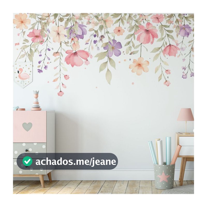 Adesivo de Parede Infantil Quarto Menina Flores Borboletas Jardim Encantado – Papel de Parede Floral