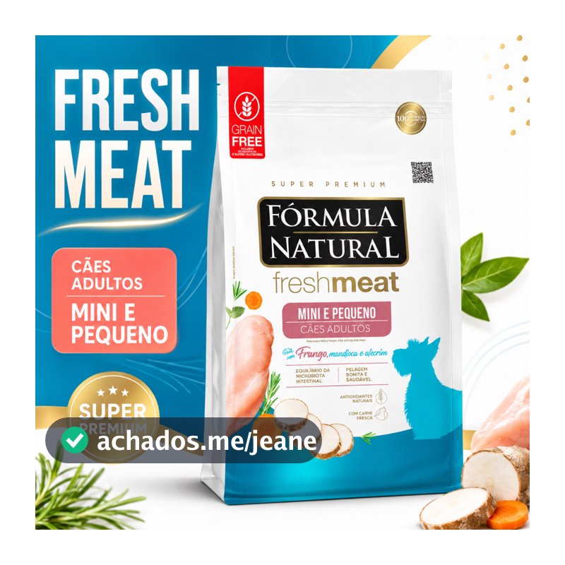Ração Fórmula Natural Fresh Meat Cães Adultos Mini Pequeno 1kg 2x500g