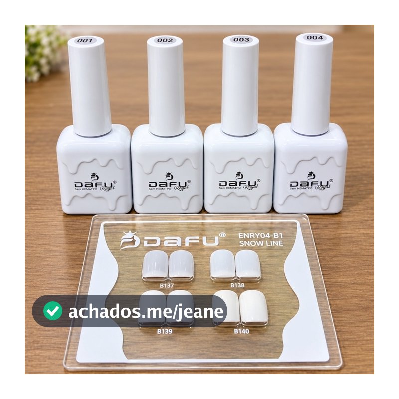 Kit 4 Esmaltes em Gel Branco + Renda Francesinha Dafu 10 ml