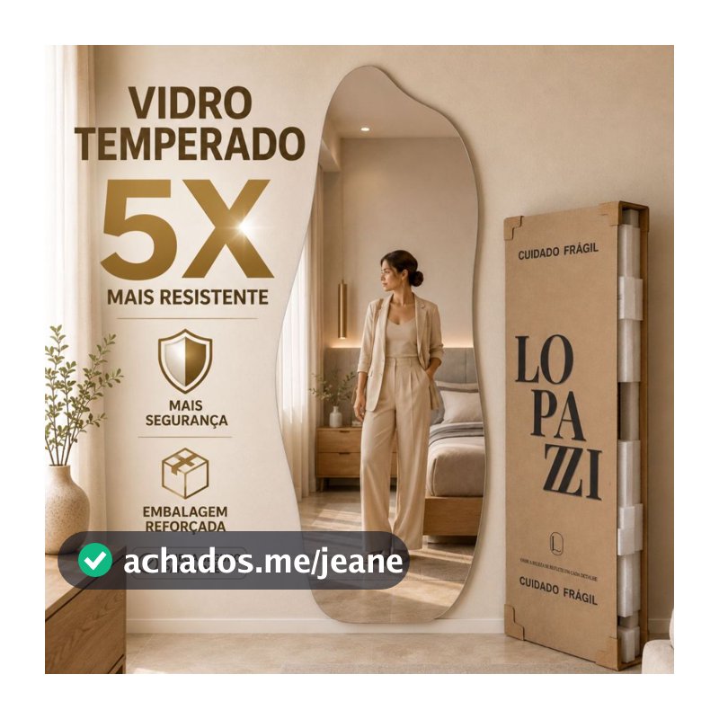 Espelho Rocco Orgânico Grande 150cm x 60cm 170cm x 70cm Decorativo Corpo Inteiro de Chão Quarto Sala Salão hall