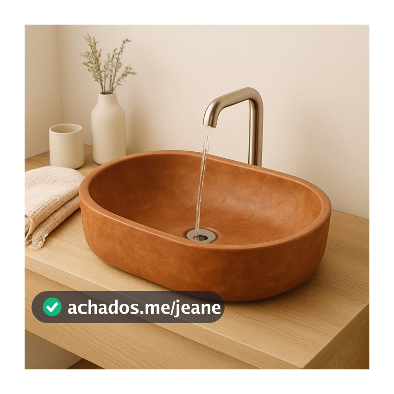 Cuba Oval Sobrepor Pia Apoio Para Banheiro Lavabo Concreto Luxo Artesanal