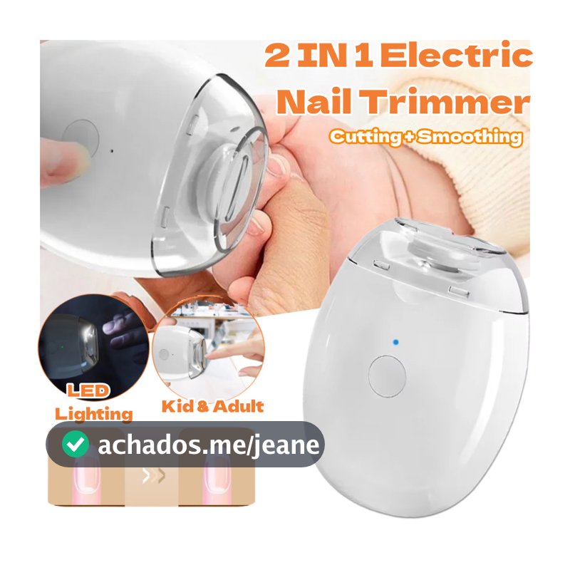 Cortador De Unhas Elétrico Automático Com Luz 2 Em 1 , Moagem E Polimento Recarregável , Aparador , Manicure Para Bebês
