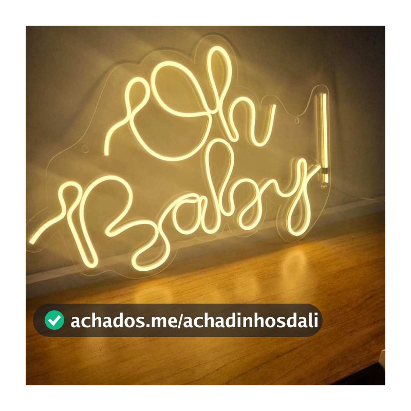 Luminária Led Neon de Acrílico Cristal "Oh Baby" 50Cm