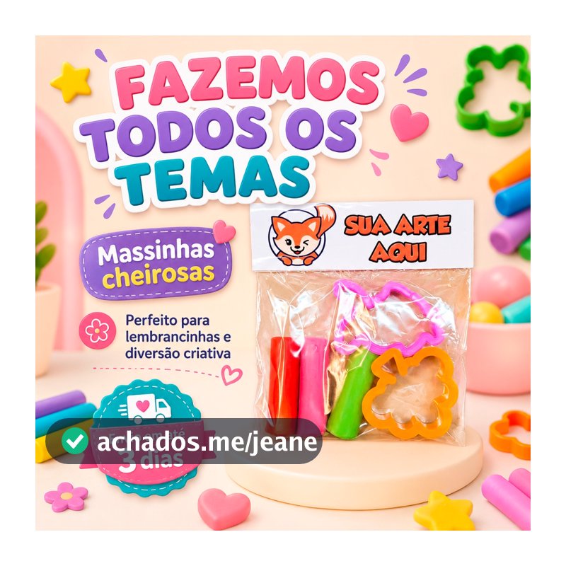 Kit 40 Mini Massinhas Personalizadas + 2 Moldes SEM GRAMPOS E QUALQUER TEMA