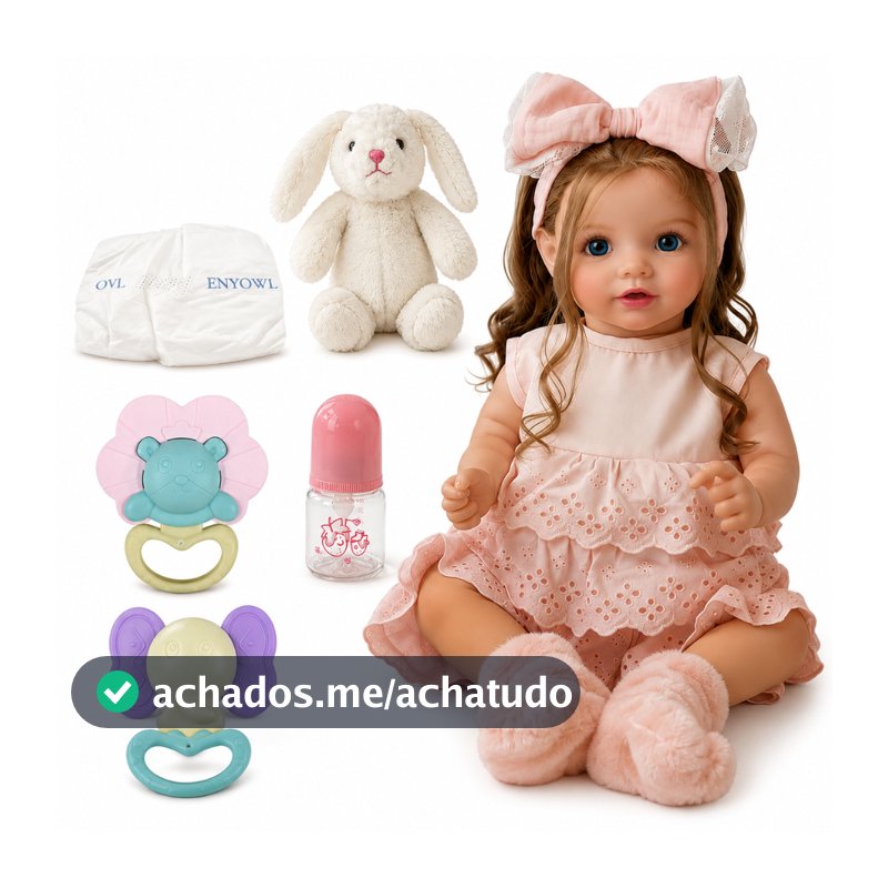Bebê Reborn Boneca Silicone 50cm Menina Realista Pintado Original Bebe De Sorriso Corpo de Tecido