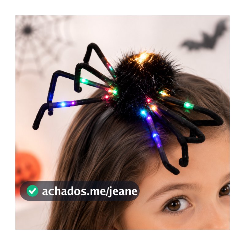 Presilha de Cabelo Aranha Felpuda com LED Halloween Dia das Bruxas Clipes Acessórios Infantil Meninas Festa
