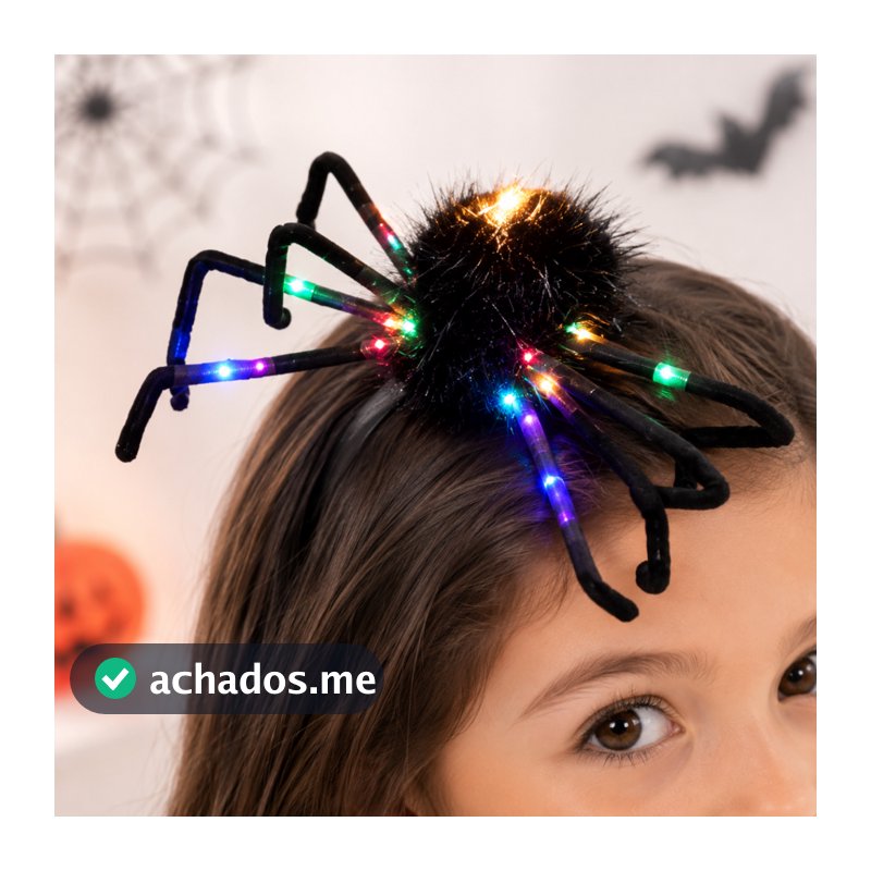 Presilha de Cabelo Aranha Felpuda com LED Halloween Dia das Bruxas Clipes Acessórios Infantil Meninas Festa