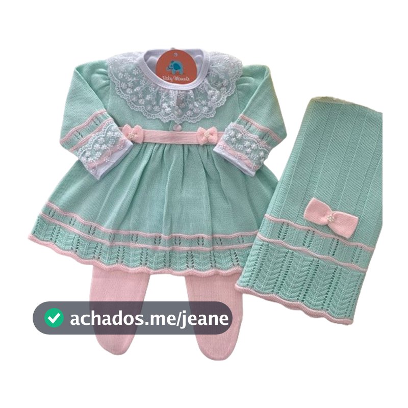 Saída De Maternidade Menina Tricô Menina - 3 Peças Kit Maternidade