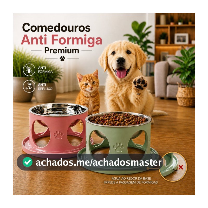 Comedouros Inteligente Anti Formiga para Cachorro e Gato Inox Premium Elevado Anti Refluxo Fácil Limpeza