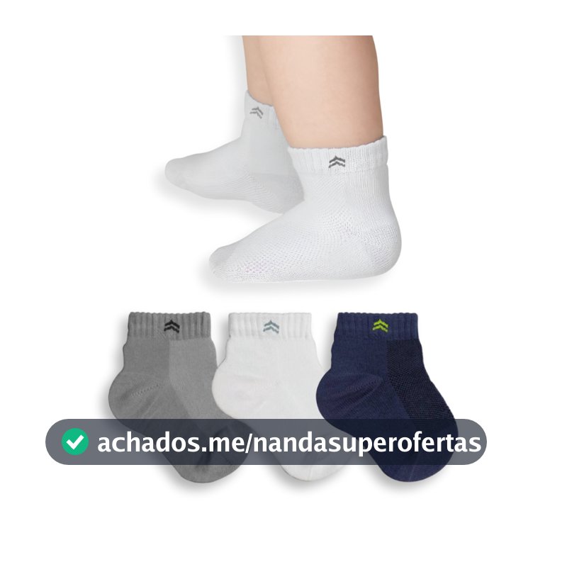Kit 3 Pares Meia Infantil Baby Up 02025 Algodão Cano Médio