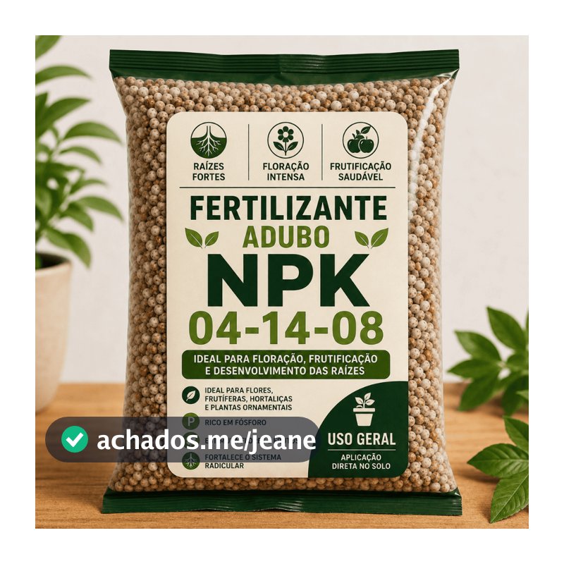 Adubo Fertilizante NPK 04-14-08 Granulado Flores Frutíferas Hortaliças Jardins Uso Geral