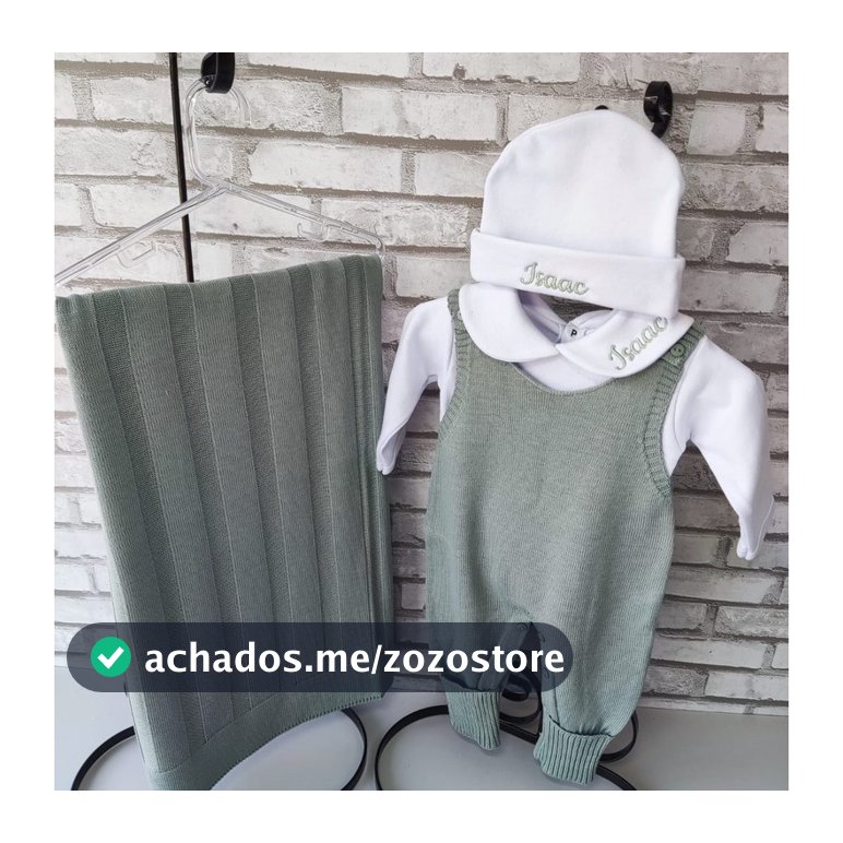 kit Saída maternidade  bebê  jardineira tricô  personalizada bebê 5 peças  menino menina