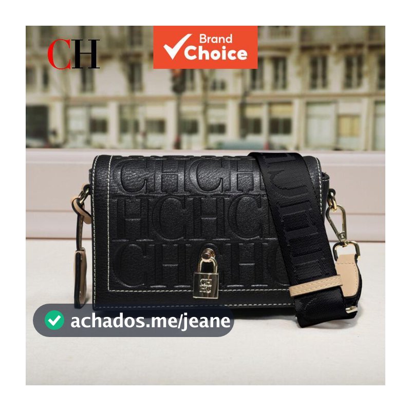Bolsa tiracolo feminina CH, bolsa de mão com design de monograma e cadeado de luxo, inspirada em bolsas de grife, ideal
