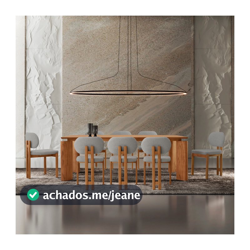 Mesa de Jantar Nala 220cm Madeira Tampo Laminado com 8 cadeiras Nala