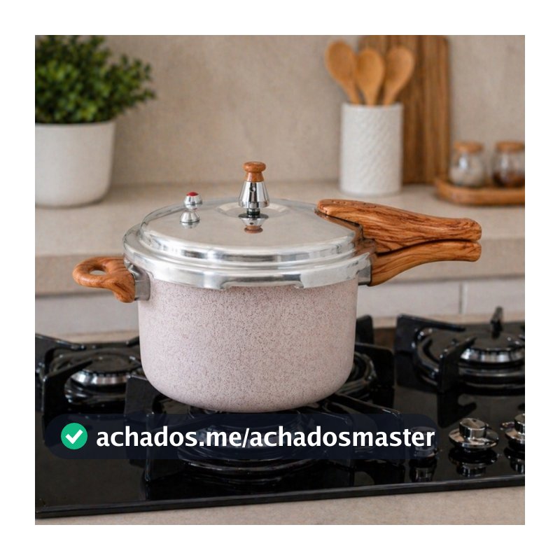 Panela de Pressão Indução 4,2L Revestimento de Cerâmica, Fechamento Externo 4 Valvulas de Segurança