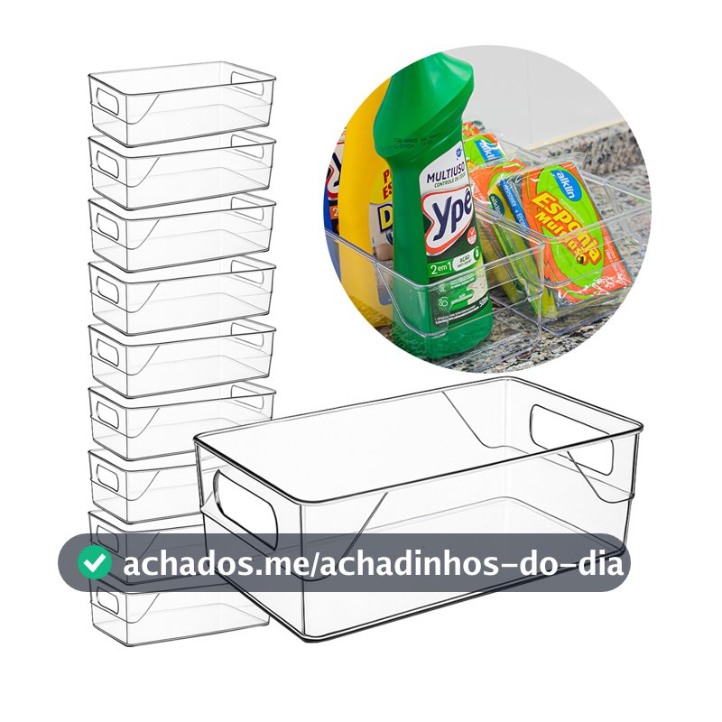 Kit 10 Organizadores Multiuso Para Geladeira, Cozinha E Despensa Em Acrílico Transparente